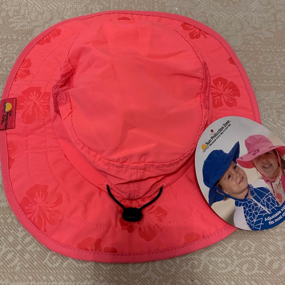 Sun-Protective UPF50 Hat for girls Pink Floral NWT - Picture 2 of 4